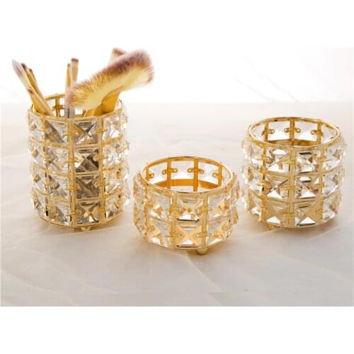 Mini Crystal Candlestick Creative Makeup Brush Storage Tube Eyebrow Pencil Jewelry Storage Box