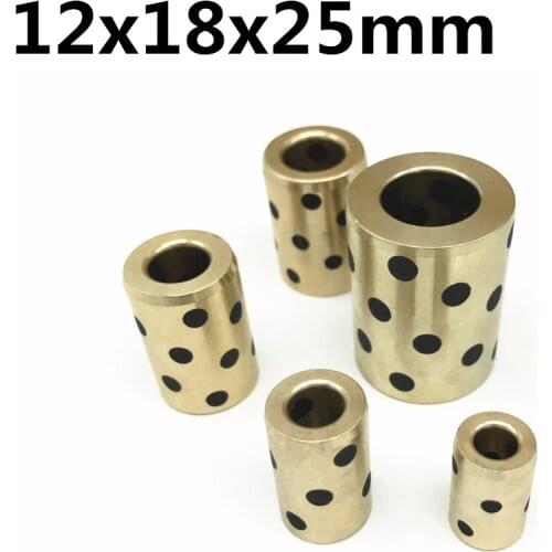 2pcs 12x18x25 mm linear graphite copper set bearing copper bushing oil self-lubricating bearing JDB for shaft 12mm