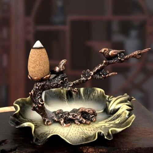 New Incense Burner Aroma Burner Creative Lotus Bunrer Cones Backflow Incense Holder Plum Branch Home Decor Drop Shipping