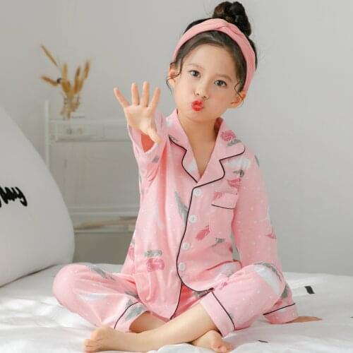 Girls Pajamas Long Sleeve Spring and Autumn Summer Girl Set Cotton Children Big Child Baby Childrens Home Service Kid Sleepwear