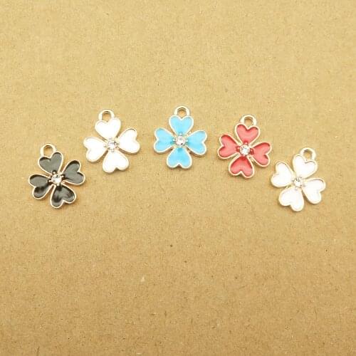 10pcs 13x15mm heart flower enamel charm for jewelry making fashion earring pendant necklace bracelet charms