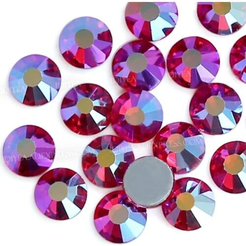 Stunning！Lt.Siam AB hot fix crystals strass flat back rhinestones hotfix stones for needlework wedding dress glitters decoration