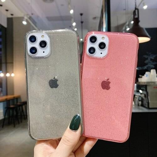 Glitter Phone Case For iPhone 11 Pro XS Max 12 Mini 11Pro X XR SE 2020 7 6S 8 Plus 6 Shockproof Transparent Cover Luxury Cases