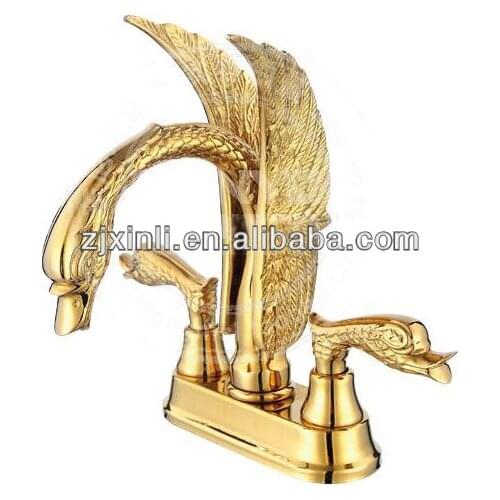 Luxury Deck Mounted Gold Color Brass Material 2 Models of Basin Swan Tap
