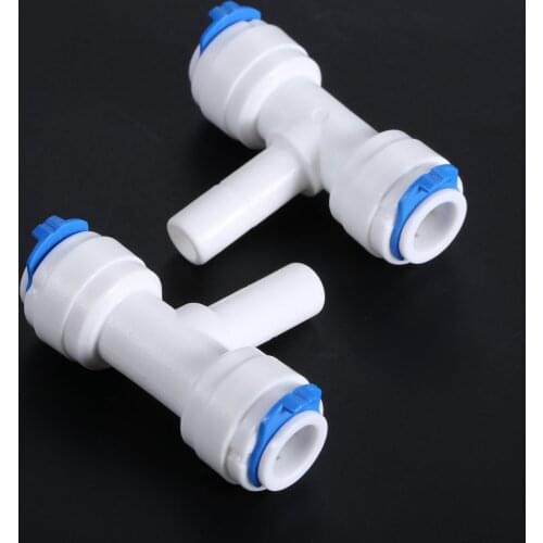 2Pcs 3/8"OD Hose To 3/8" Pipe Reverse Osmosis Aquarium System Coupling RO Water Pipe Fitting Quick Connector T Shape Tee