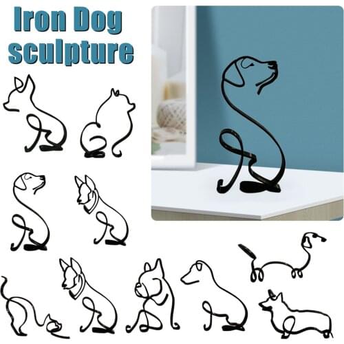 Dog Art Sculpture Simple Metal Dog Abstract Art Sculpture Decoration Home Decor Table Wall Decoration
