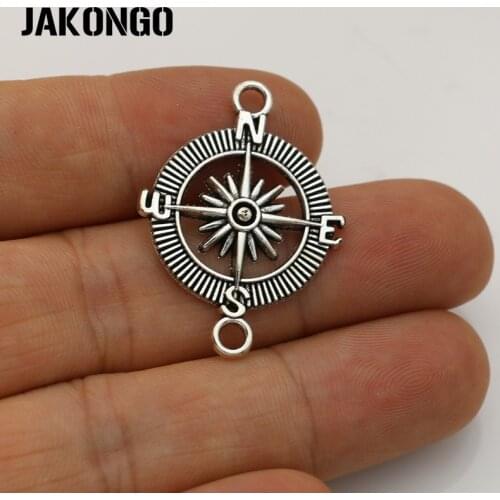 10ps Antique Silver Plated Compass Connectors for Jewelry Making Bracelet Findings Accessories DIY Handmade Craft 25mm