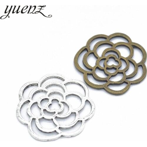 YuenZ 4pcs Alloy Charms Antique Silver color flower Pendants Jewelry Findings For DIY Handmade Jewelry Making 35*35mm Q141
