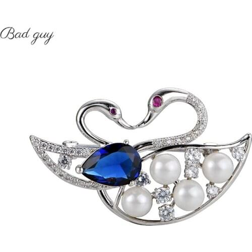 Brooch Pins Loving Swan Zircon Brooches for Womens Animal Brooch Jewelry Clothes Scarf Buckle Garment Accessories Fine Jewelry