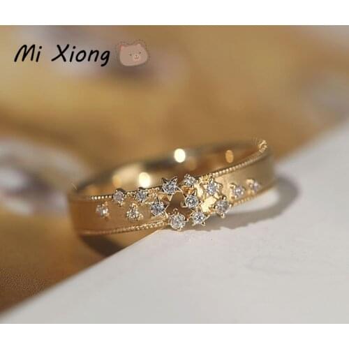 Mi Xiong Star Matte Real 925 Sterling Silver Wedding Rings for Women Engagement Party Elegant Luxury Jewelry Cute Romantic Gift