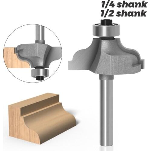 1Pcs 1/4 1/2 Shank Corner Round Over Router Bit With Bearing Tungsten Carbide Milling Cutter For Wood Woodwork Cutting