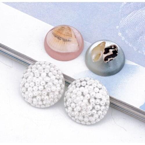 5pcs Fashion Shell Full Pearl Hairpin Ring Resin Patch Findings Diy Charms Make Stud Earring Cabochon Bead Hair Accessory