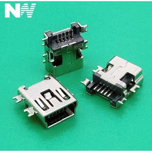 50Pcs Mini Usb 5Pin Female Socket Connector Smt Sink 1.7Mm Socket Female Jack 2.0 For Tail Charging Mobile Phone Data Interface