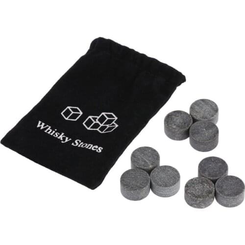 9pcs 18mm Whisky Ice Stones Drinks Beer Wine Cooler Chiller Granite Rocks with Pouch