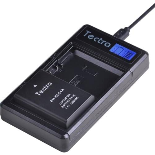 Tectra 1pc ENEL14 EN-EL14a EN EL14 EL14a Enel14 Camera Battery+LCD Dual Charger for Nikon P7800 P7100 D3400 D5500 D5300 D5200