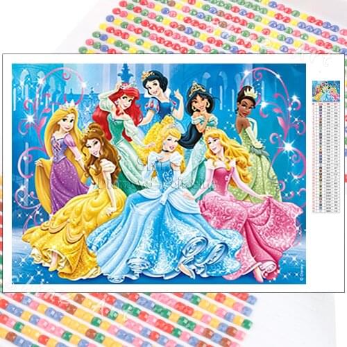 5D DIY Diamond Painting Disney Cartoon Princess Fantasy Children Cross Stitch Embroidery Mosaic Full Square Round Handmade Home