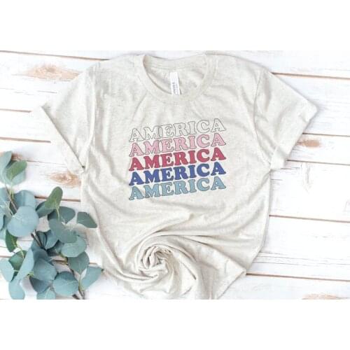 America 4th of July T-Shirt Independence day Streetwear Oversized T-shirt harajuku Short Sleeve 100% Cotton Top Tee y2k O Neck