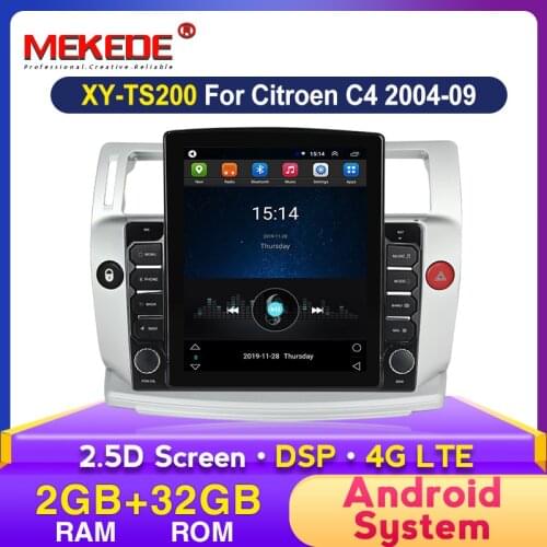 MEKEDE 9.7" Tesla Screen 4G Android Car Radio Video Multimedia Player for Citroen C4 C-Triomphe C-Quatre 2004-2009 Car GPS Navi