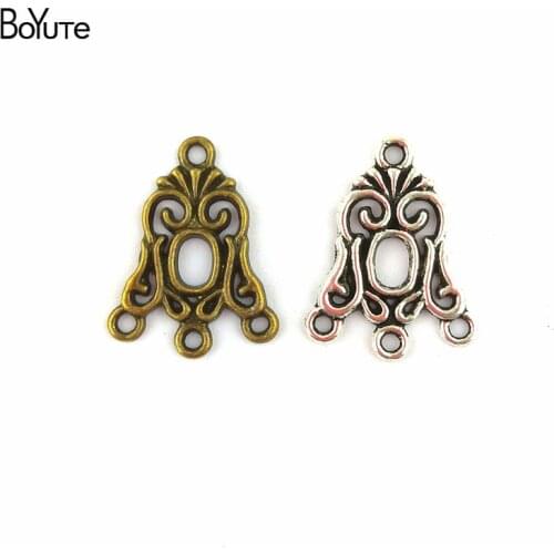 BoYuTe (100 Pieces/Lot) 24*19MM Zinc Alloy Connector Charms Antique Bronze Silver Plated Pendant Diy Bracelets Necklace Jewelry
