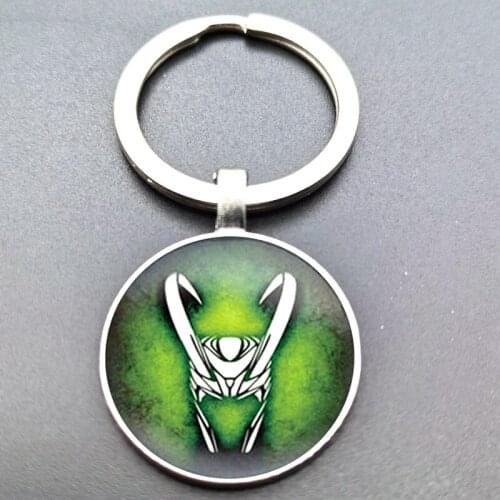 AvengersLoki Retro Fashion Keychain Keychain Round Convex Glass Clothes Pendant Badge Jewelry Boy 2021