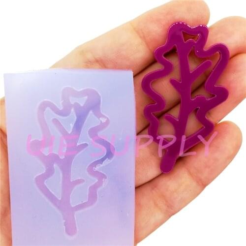 BYL512U 50.2mm x 27.8mm Leaf Shaped Earrings Silicone Mold Fondant Cake Decoration Candy Resin Clay Earrings Necklace Craft Soap
