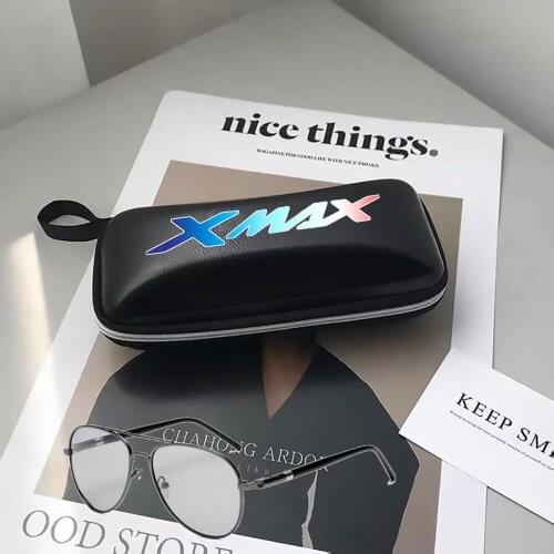 For yamaha xmax 125 250 300 400 Black leather printing logo glasses Case sunglasses Case Box accessories