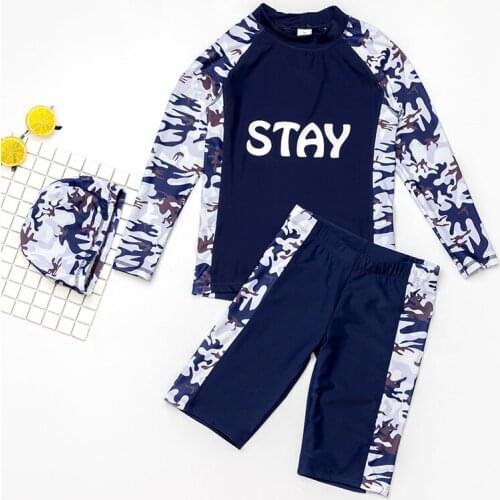 Child kids boy swimwear swim trunks shirt bikinis set long-sleeved swimwear youth boy sunscreen swimsuits pool swim beachwear