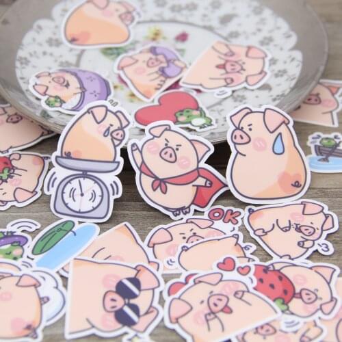 40pcs Animal Fat Pig Piggy Waterproof Washi Paper Planner Scrapbooking Journal Album Craft DIY Decorative Sticker Pack for Kids