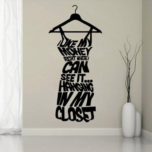 Hot Wall Stickers for cloakroom Fashion Womens Dress Design Wall Decal Removable Vinyl Wall Art Mural Vinilos Parede D048