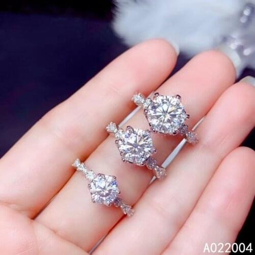KJJEAXCMY fine jewelry 925 sterling silver inlaid Mosang Diamond gemstone ladies ring fashion support detection hot selling