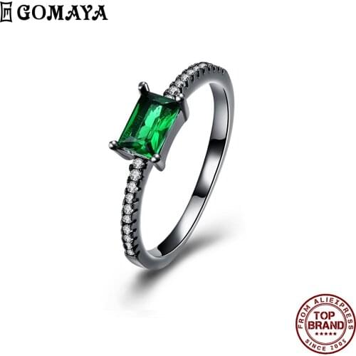 GOMAYA Green Zircon Women Rings Classic Trendy Charm Design Finger Ring Fit Festival Birthday Gift Fashion Jewelry Simple Style
