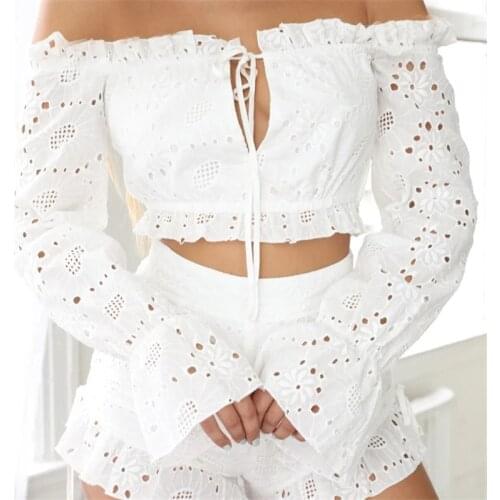 Sexy White Off Shoulder Crop Tops Women T Shirt Corset Top 90s Y2k Aesthetic Tee Shirt Femme E Girl Clothes Long Sleeve Tshirt