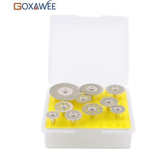 GOXAWEE Mini Diamond Saw Blade Silver Cutting Discs Wheels 1/8"(3mm) Shank For Dremel Drill Fit Rotary Tool