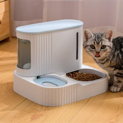 Pet Cats Bowl Dual-Use Feeder Bowls for Dog Kitten Auto Food Drinking Fountain 3L 2 In 1 Puppy Feeding Waterer Cat Accessories