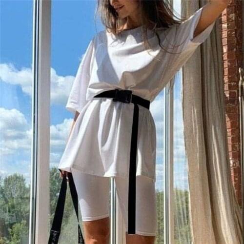Fashion white Women Sets With Belt Casual Solid Outfits Home Loose Leisure Suit Summer Womens Two Piece Suit