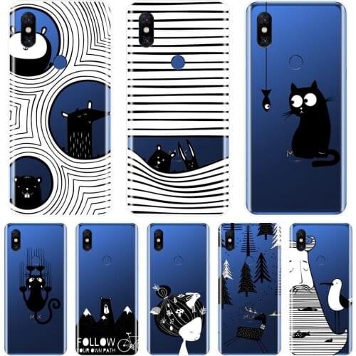 Soft Phone Case For Xiaomi Mi Mix 1 2 2S 3 Black Cat Dog Rabbit Bear Deer Silicone Back Cover For Xiaomi Mi Max Note 1 2 3 Case