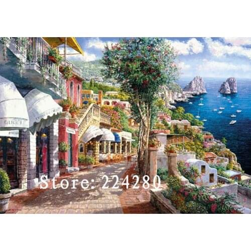 Needlework,Seaside town scenery Handwork 14CT For Counted Embroidery,DIY Cross stitch kits,Art Cross-Stitching Home Decor