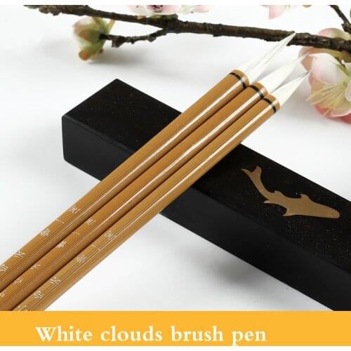 Chinese Calligraphy Pen Set 3pcs Mulitple Hair Brush Pen Chinese Huzhou White Clouds Lian Brush Pen Set Tinta China Caligrafia