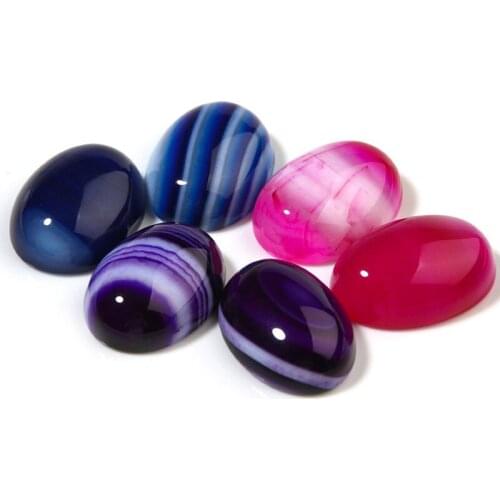 Natural Stone Stripe Agates Oval CABOCHON Beads For Ring Necklace Making 10 Pcs DIY Accessorries Finding Spacer Beads