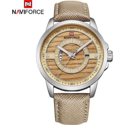 NAVIFORCE Brand Mens Military Sport Watches Men Army Camouflage Quartz Watch Leather Waterproof Calendar Clock Relogio Masculino