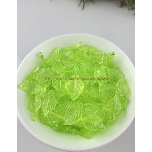 New Fashion Jewelry Accessories Beads 200pcs/lot Green Acrylic Plastic Transparent Leaves Beads Pendant