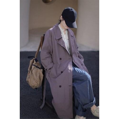 Autumn and winter 2021 new pure cotton leisure large lapel trench 0901-6