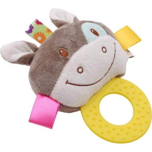 Newborn Rattles Toy Hand Bell Toddler Infant Rings Interactive Cute Cartoon Animal Plush Toys Baby Early Education Gift