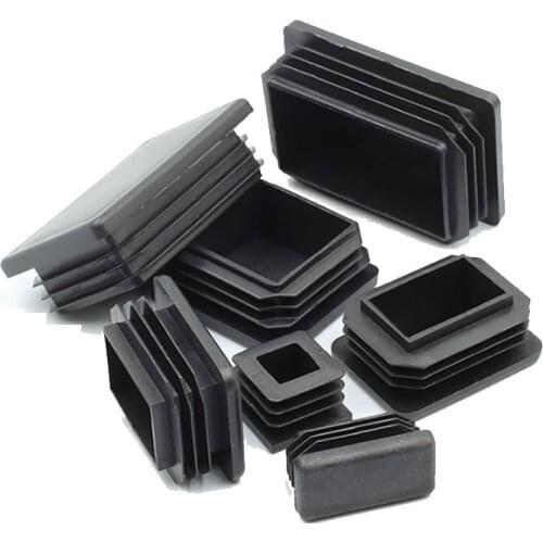 Rectangle/Square Black Plastic Blanking End Cap Pipe Inserts Plug Bung Steel Leg Stopfen 15x15mm to 100x100mm