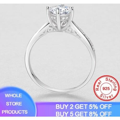 Luxury Brand Original 925 Silver Hollow Pattern Ring Wedding Jewelry For Women 2020 New Fashion Four-claw Cubic Zirconia Ring