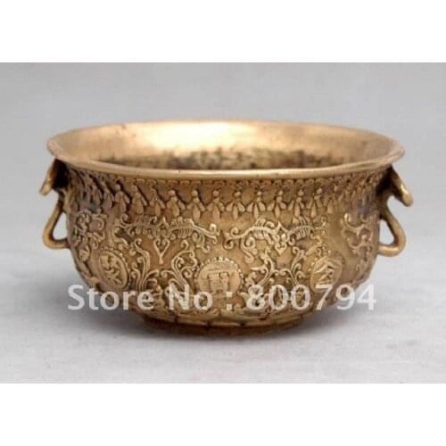Collectable Qing Dynasty copper cornucopia\ pot,with carved, Decoration,Free shipping
