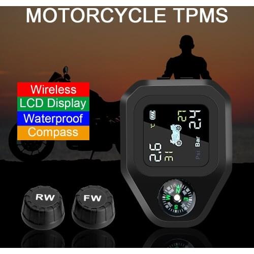 USB Charge Motor Tire Pressure Monitoring System Motorcycle TPMS LCD Display Tyre Temperature Alarm