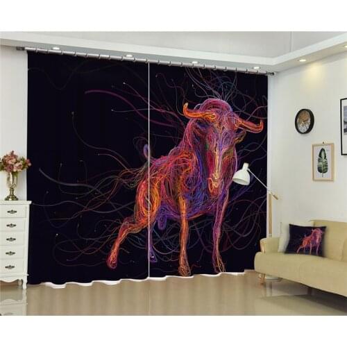 Modern window curtains home decoration fashion fabrics for curtains living room 3D cow window treatment balcony