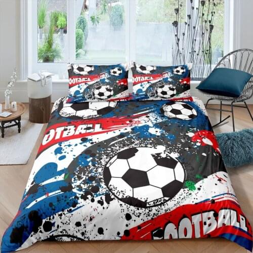 Sports Bedding Set 3D Football Printing 3Pcs Duvet Cover For Boys Kids Home Textile Quilt Cover Single Double Queen King Size