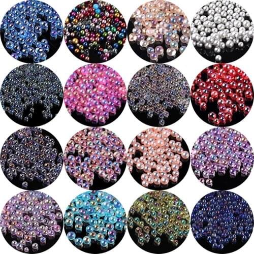 New 22 color glass without hole small round bead transparent color bubble bubble bead bead cell phone DIY nail decoration